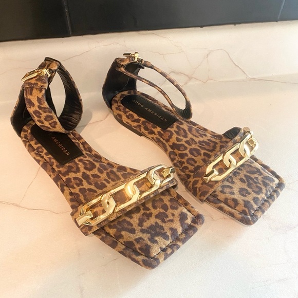 Good American Shoes - Good American Ankle Strap Sandals Leopard size 7​​